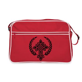 Logo de croix celtique dans une couronne de laurier - Sac Retro - rouge/blanc - Devant