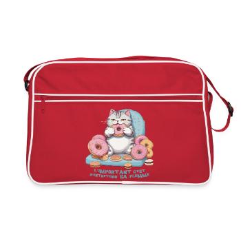 Chat gourmand qui mange des donuts ! humour - Sac Retro - rouge/blanc - Devant