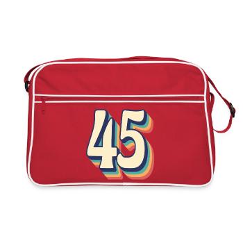 Vintage Retro T-Shirt Nummer 45 Fünfundvierzig - Retro Tasche - Rot/Weiß - Vorne