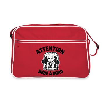 bébé à bord, enfant, bébé - Sac Retro - rouge/blanc - Devant