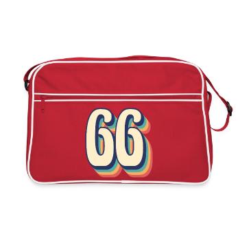 Vintage Retro T-Shirt Nummer 66 Sixty Six - Retro Tasche - Rot/Weiß - Vorne