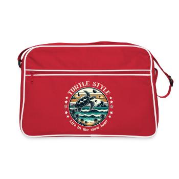 Turtle style, life in the slow lane - Retro Bag - red/white - Front