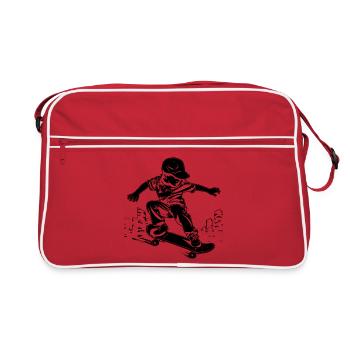 Garçon de skateboard - Sac Retro - rouge/blanc - Devant
