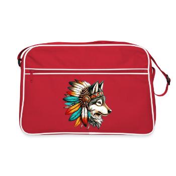 Loup amérindien Peaux-rouges d’Amérique - Sac Retro - rouge/blanc - Devant