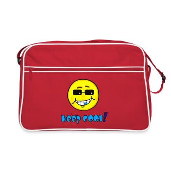Keep cool - Émoticône amusante avec des lunettes de soleil - Sac Retro - rouge/blanc - Devant