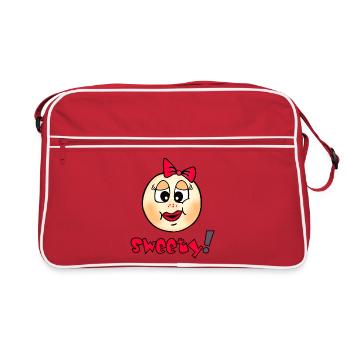 Cuddly smileys with heart recognition - Retro Bag - red/white - Front