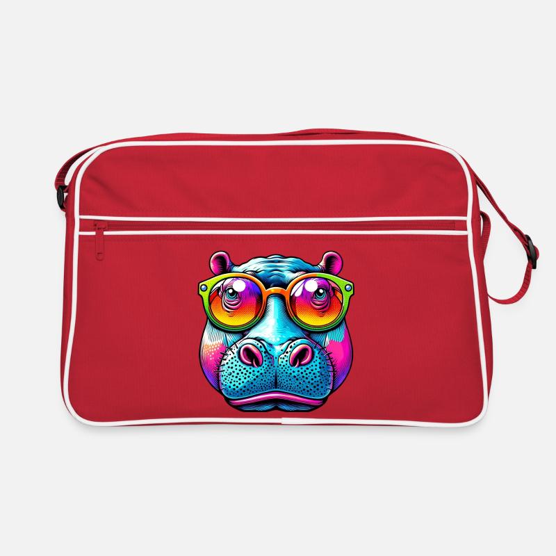 Nilpferd mit Sonnenbrille Retro Tasche
