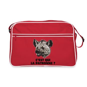 patronne, humour de bureau, hyène - Sac Retro - rouge/blanc - Devant