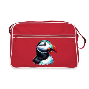 Papageitaucher - Retro Tasche - Rot/Weiß - Vorne