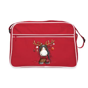 Weihnachten Pferd Im Rentier Kostüm - Retro Tasche - Rot/Weiß - Vorne
