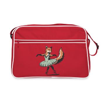 bezaubernder Fuchs im Stencil-Stil im Ballettkleid - Retro Tasche - Rot/Weiß - Vorne