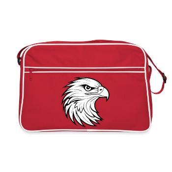 Portrait caricatural d’aigle aux lignes fortes - Sac Retro - rouge/blanc - Devant