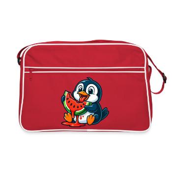 Mignon pingouin melon fruit dessin animé Fruit de l’Arctique - Sac Retro - rouge/blanc - Devant