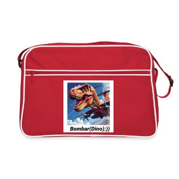 Dinosaur Naziem with airplane motif - Retro Bag - red/white - Front