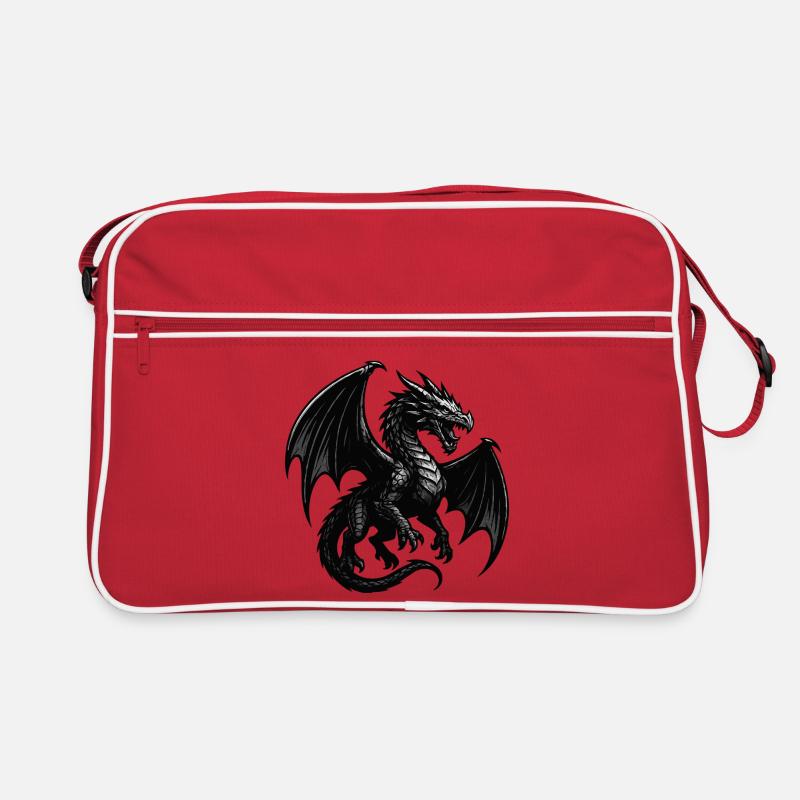 Drache im Malflug - Retro Tasche - Rot/Weiß