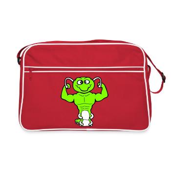 Caterpillar Bodybuilder Muscle Building Strong Fitness Gym - Retro Bag - red/white - Front