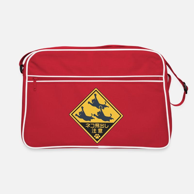 Humorvolle fliegende Katze Verkleidung - Retro Tasche - Rot/Weiß