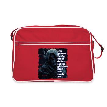 Crâne mystique avec citation - Sac Retro - rouge/blanc - Devant