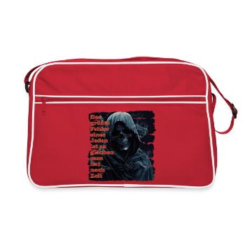 Illustration d'un visage de squelette sombre - Sac Retro - rouge/blanc - Devant