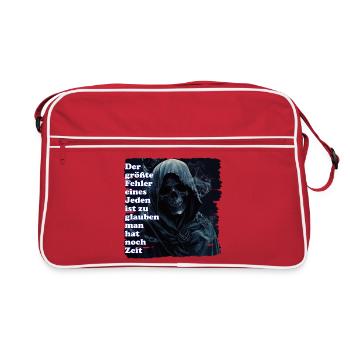 Skull horror motif with fog - Retro Bag - red/white - Front