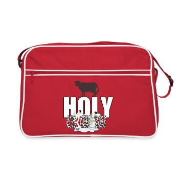 Veau Vache Sacrée Drôle Vache avec Lait Caos Joke - Sac Retro - rouge/blanc - Devant