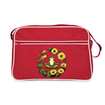 Peaceful Frog Meditation Circle - Retro Bag - red/white - Front