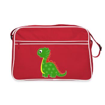 Dino vert avec des points lumineux - Sac Retro - rouge/blanc - Devant