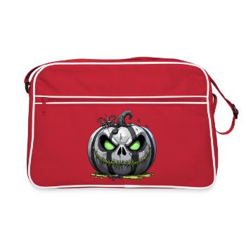 Citrouille zombie sinistre aux yeux verts - Sac Retro - rouge/blanc - Devant