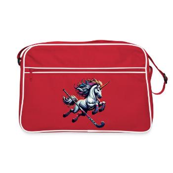 Eishockey Einhorn Mit Schläger Fantasy Power - Retro Bag - red/white - Front