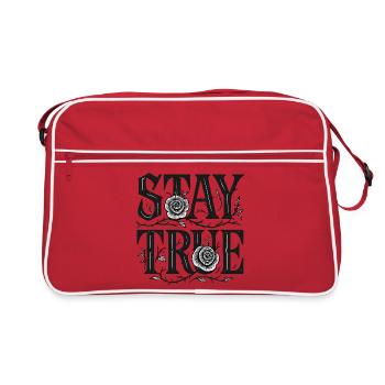 Stay True Typography Rose Art - Retro Tasche - Rot/Weiß - Vorne