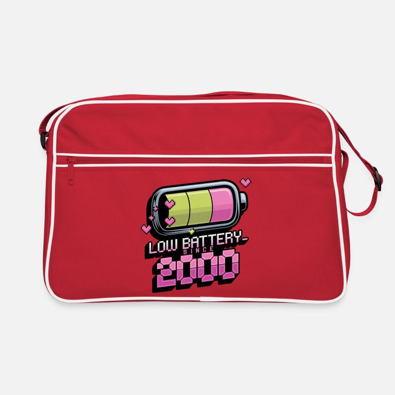 Y2K Retro – Low Battery Since 2000 - Retro Tasche - Rot/Weiß