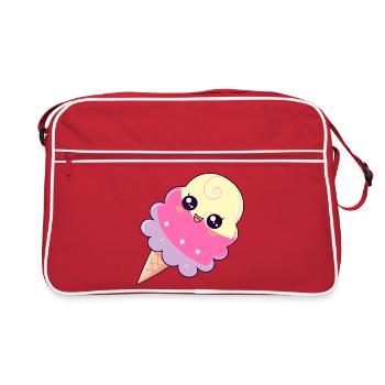 Glace kawaii pastel étoiles - Retro Bag - red/white - Front