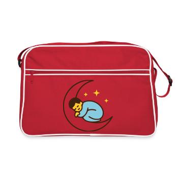 Bébé mignon sur la lune | Bonne nuit - Sac Retro - rouge/blanc - Devant