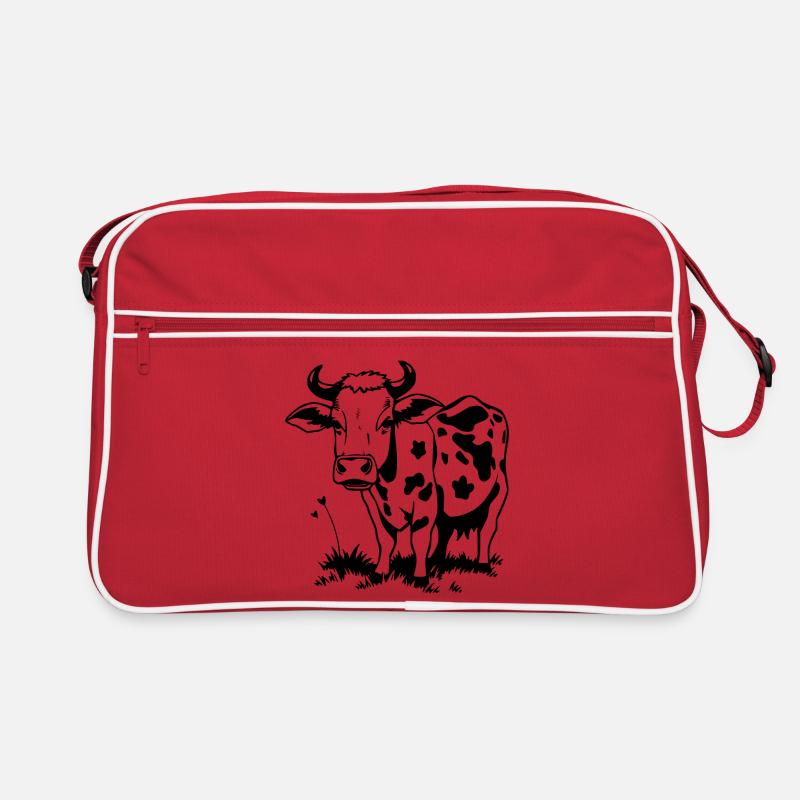 Kuh schwarz Geschenk Bauern Retro Tasche