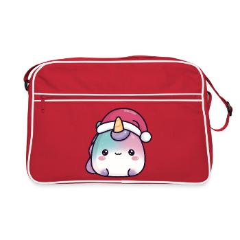 Licorne de Noël de Kawaii Rond - Sac Retro - rouge/blanc - Devant