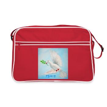 Dove of peace with branch - Retro Bag - red/white - Front