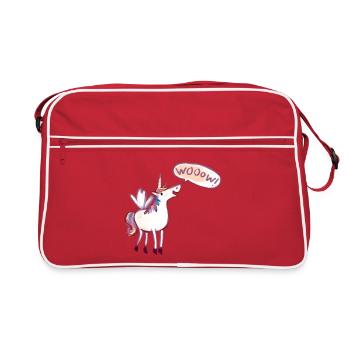 Unicorn Comic, waouh, étonné - Sac Retro - rouge/blanc - Devant