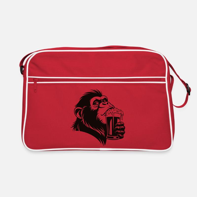 Funny monkey drinks foamy drink Retro Bag