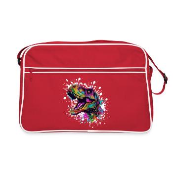 Bunter Dino-Splatter - Retro Tasche - Rot/Weiß - Vorne
