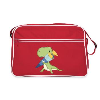 Dino avec cône d’école - Sac Retro - rouge/blanc - Devant