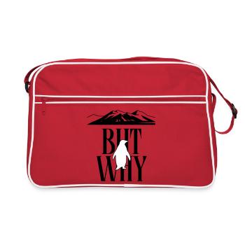 But Why Penguin Meme Minimalist Art - Retro Bag - red/white - Front