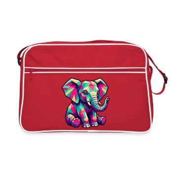 Colorful Elephant Design – Cute Elephant - Retro Bag - red/white - Front