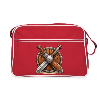 Schild und Schwerter Wikinger - Retro Tasche - Rot/Weiß - Vorne