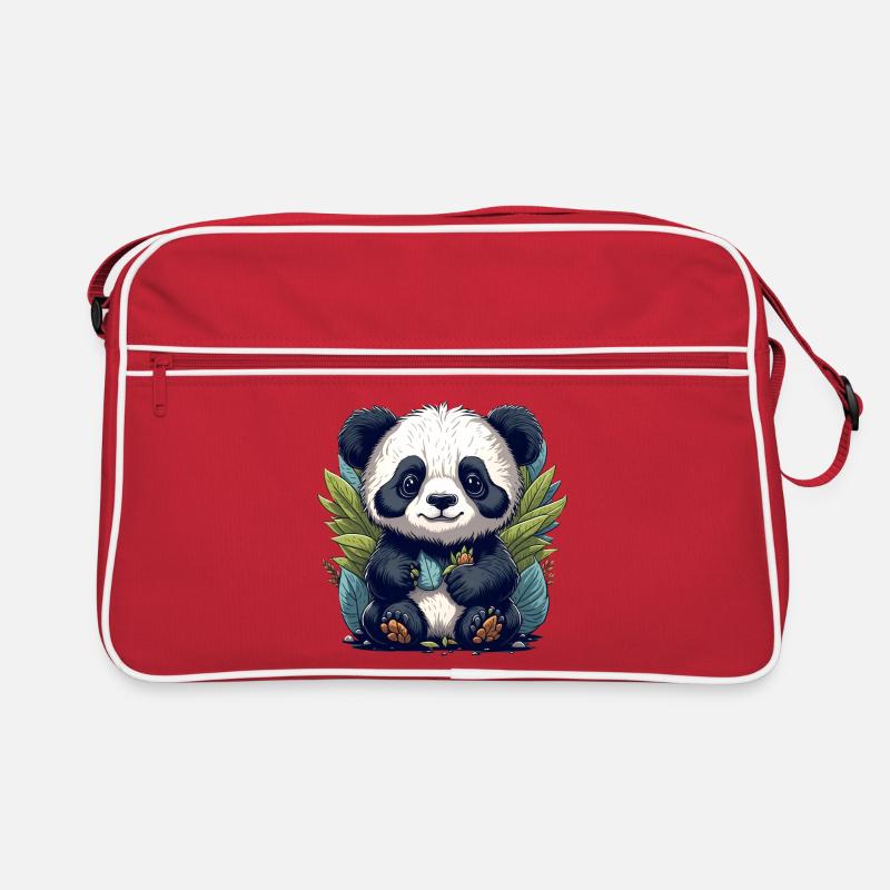 Le panda dans la forêt de feuilles Sac Retro
