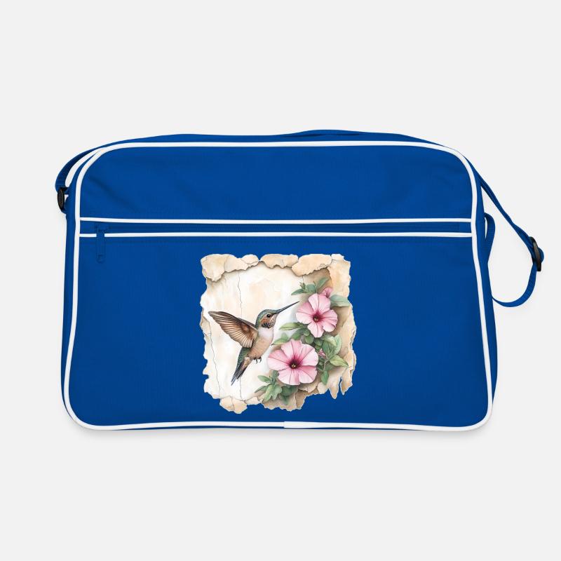 Colibri avec des fleurs Sac Retro