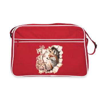 Renard aux cerisiers en fleurs - Sac Retro - rouge/blanc - Devant