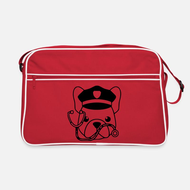 Frenchie Arzt Kopf Outline Retro Tasche