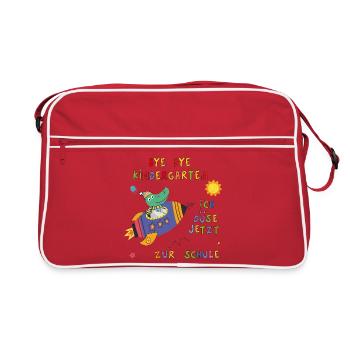 Bye Bye Kindergarten - Retro Tasche - Rot/Weiß - Vorne