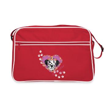 Ruhende B!tch Gesicht Dalmatiner - Retro Tasche - Rot/Weiß - Vorne