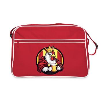 Huhn Bier Lustig - Retro Tasche - Rot/Weiß - Vorne